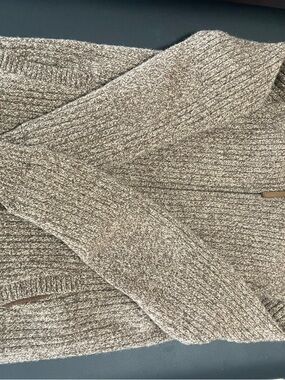 Duluth Trading Co Tan Marled Full-Zip Knit Sweater